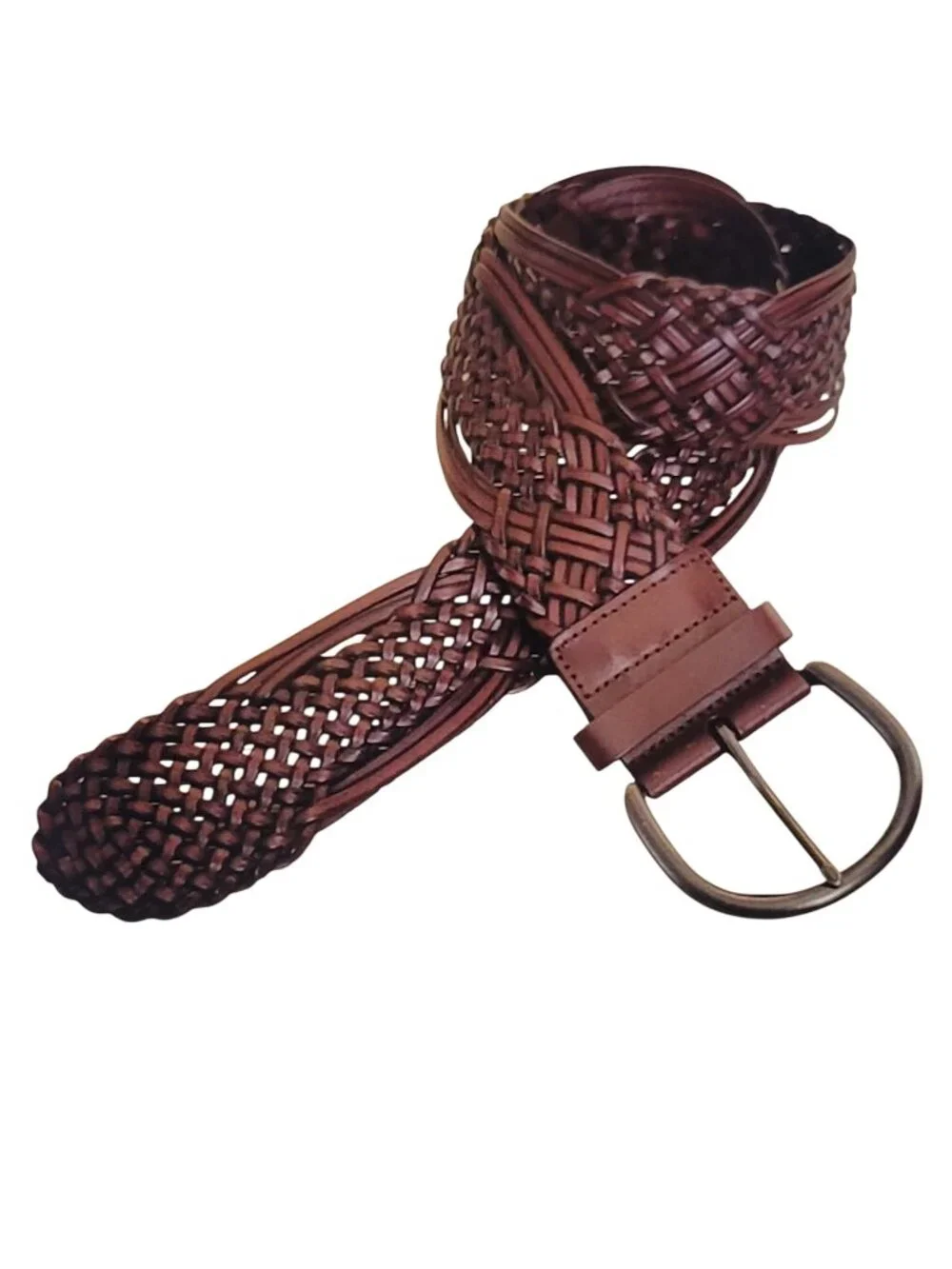 Chocolate Brown Leather Woven Braided Wide Western Rockabilly Belt NEW